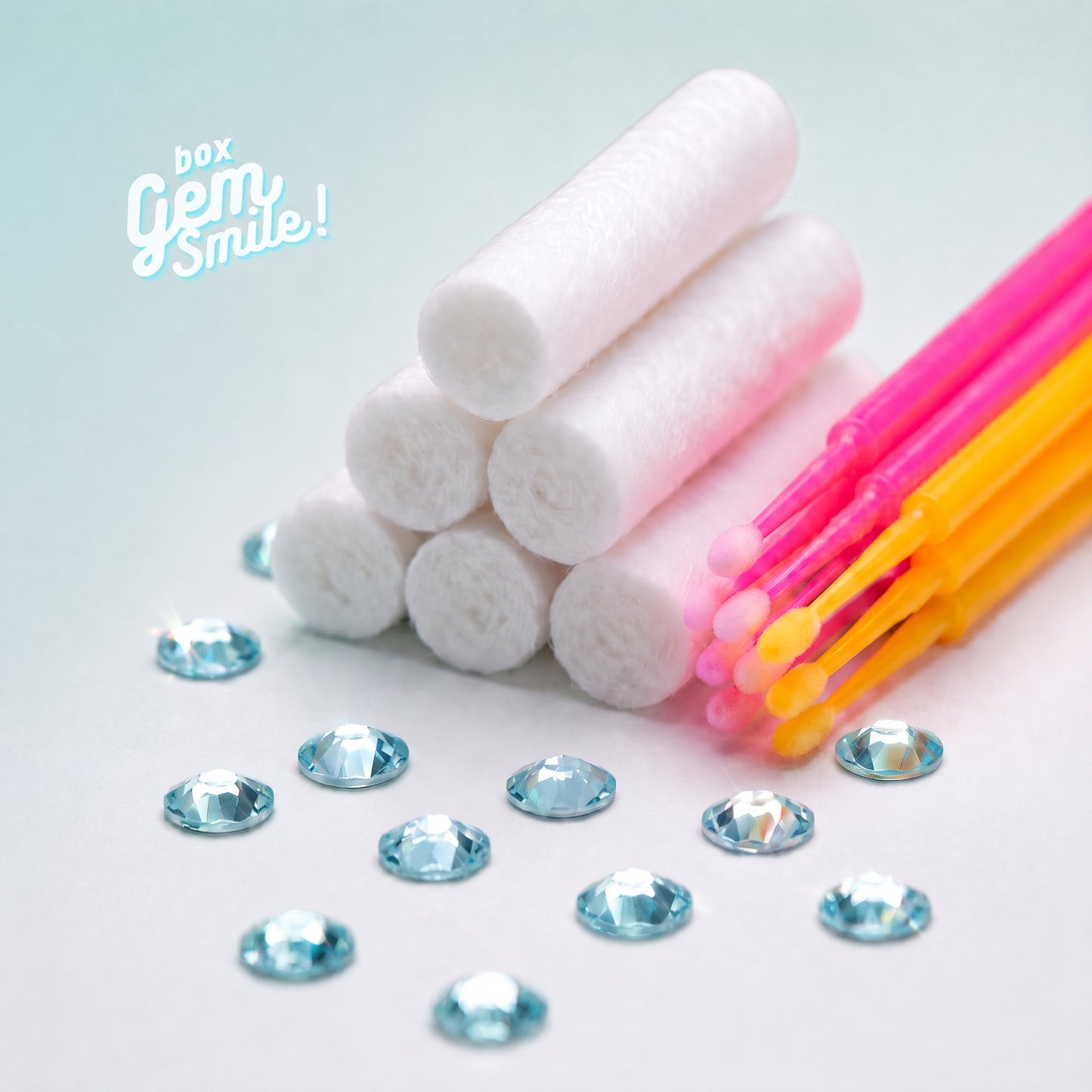 Strass dentaire Recharge Cristal bleu aqua coton et tige GemSmile