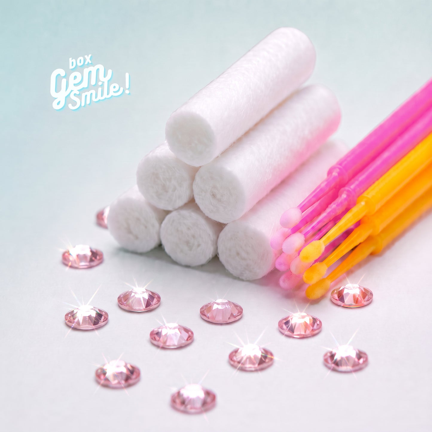 Strass dentaire Recharge Cristal rose coton et tige GemSmile